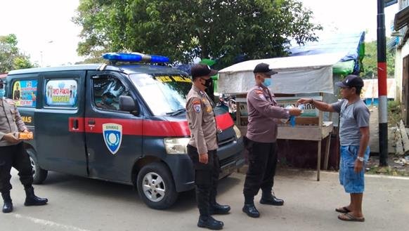 Gelar Penling dan Mobile Masker, Satbinmas Polres Melawi Tingkatkan Disiplin Prokes