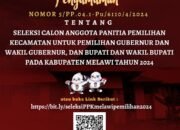KPU Kabupaten Melawi Buka Seleksi Calon Anggota PPK untuk Pemilu 2024