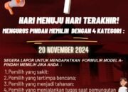 Hari Terakhir !. KPU Melawi Ingatkan Pengurusan Pindah Memilih hingga 20 November 2024