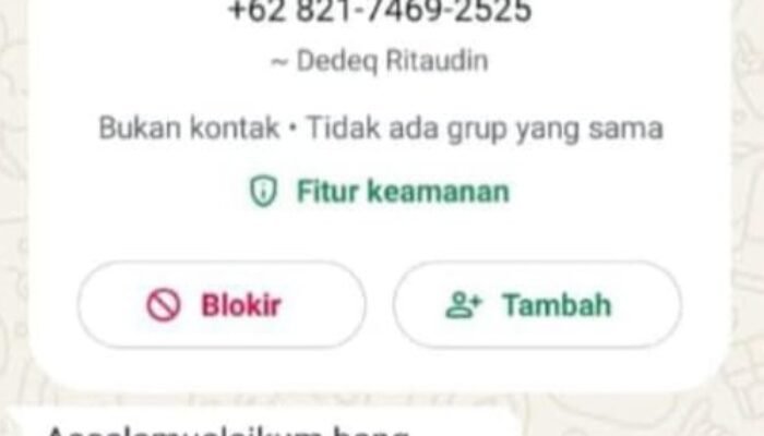 Waspada! Nomor WhatsApp Palsu Catut Nama Anggota DPRD Kalbar Ritaudin, untuk Modus Penipuan