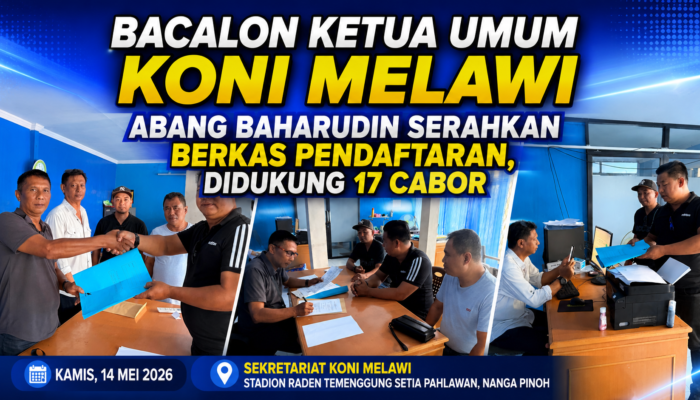Bacalon Ketua Umum KONI Melawi Abang Baharudin Serahkan Berkas Pendaftaran, Didukung 17 Cabor