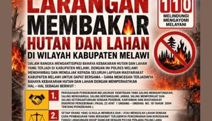 Polres Melawi Imbau Masyarakat Tidak Membakar Hutan dan Lahan, Pelanggar Terancam Sanksi Pidana