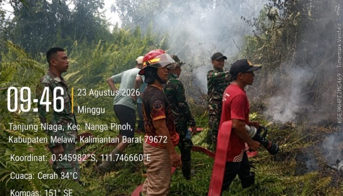 Gerak Cepat Koramil Nanga Pinoh Tanggapi Laporan Warga, Api Bakar 2 Hektare Lahan di Tanjung Niaga