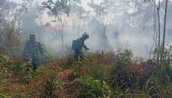 Cegah Karhutla Meluas, Koramil-BPBD-KPH Padamkan Tiga Titik Api di Nanga Pinoh