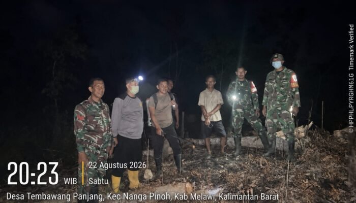 Malam Hari Koramil Nanga Pinoh Bergerak! 34 Titik Karhutla Ditangani di Melawi