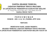 Hasil Akhir Seleksi JPT Pratama Melawi 2026 Ditetapkan, Tiga Besar di Setiap Jabatan Diumumkan