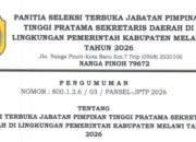 Seleksi Terbuka Sekda Melawi 2026 Dibuka, Pendaftaran Berlangsung hingga 29 September