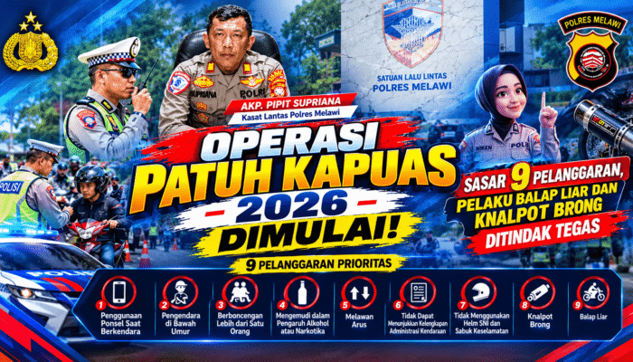 Operasi Patuh Kapuas 2026 Dimulai! Sasar 9 Pelanggaran, Pelaku Balap Liar dan Knalpot Brong Ditindak Tegas